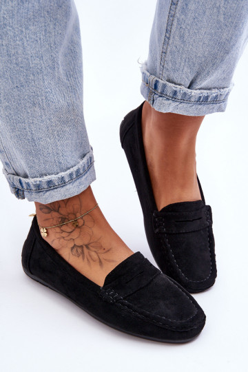 Mocasines elegantes negros de ante Lenvie