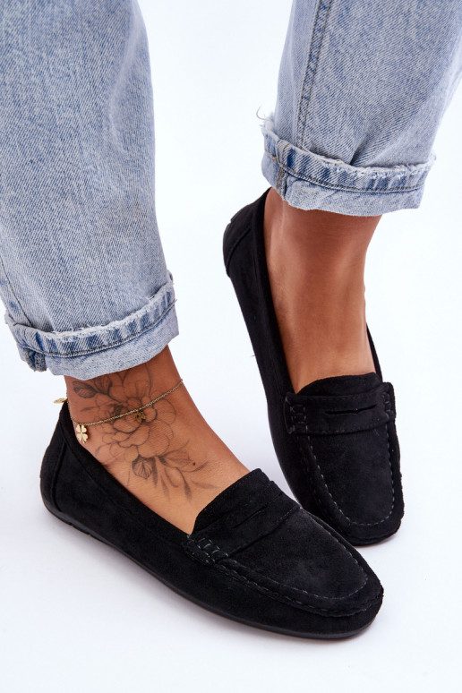 Mocasines elegantes negros de ante Lenvie