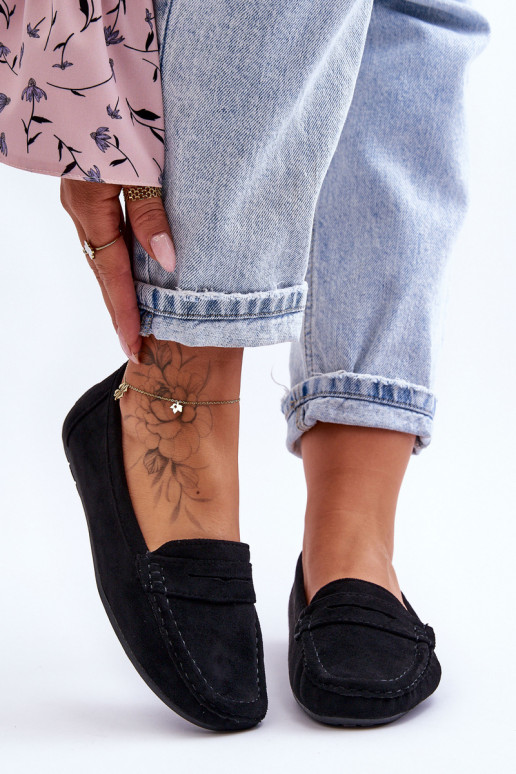Mocasines elegantes negros de ante Lenvie