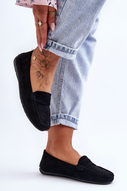 Mocasines elegantes negros de ante Lenvie