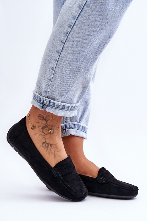 Mocasines elegantes negros de ante Lenvie