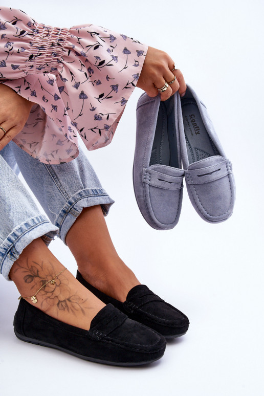 Mocasines elegantes negros de ante Lenvie
