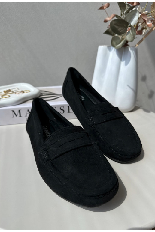 Mocasines elegantes negros de ante Lenvie