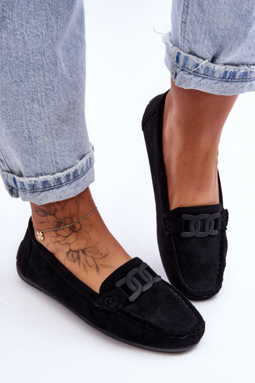 Mocasines elegantes negros de ante Rabell