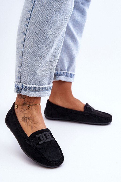 Mocasines elegantes negros de ante Rabell