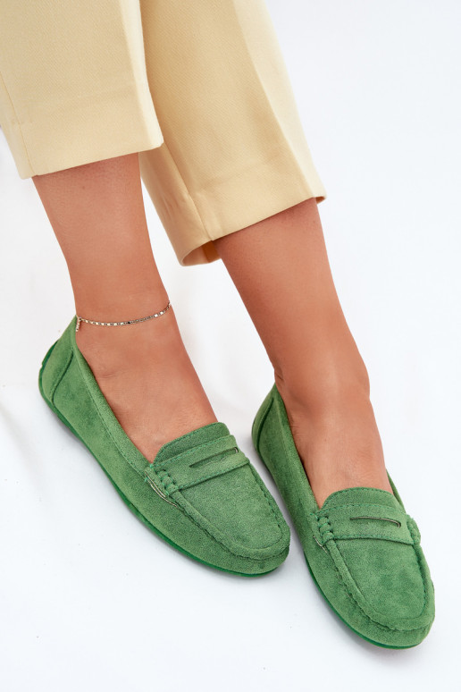Mocasines elegantes verdes de ante Lenvie