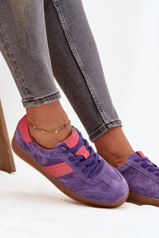 Zapatillas moradas de ante para mujer Vinceza 79576