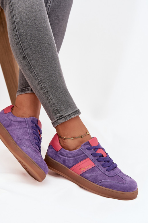 Zapatillas moradas de ante para mujer Vinceza 79576
