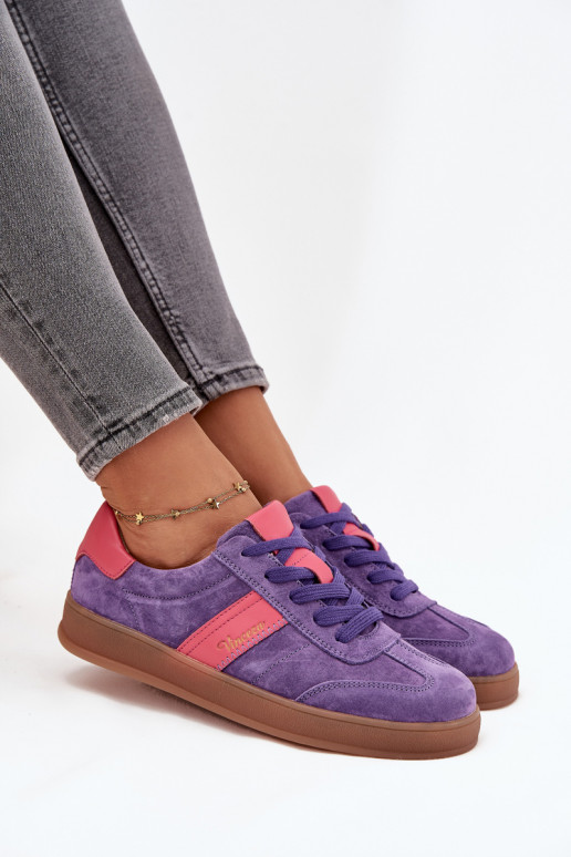 Zapatillas moradas de ante para mujer Vinceza 79576