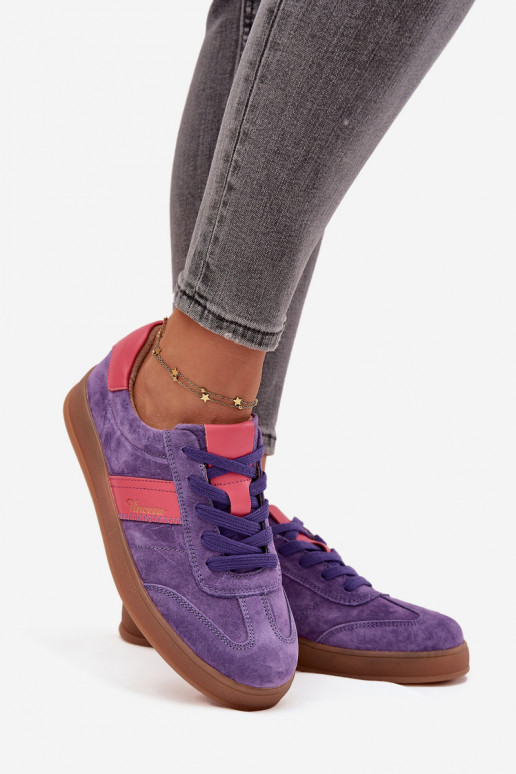 Zapatillas moradas de ante para mujer Vinceza 79576