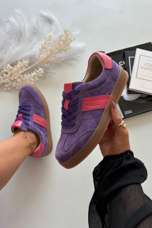 Zapatillas moradas de ante para mujer Vinceza 79576