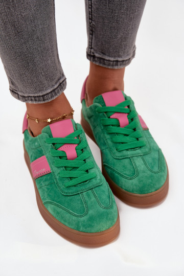 Zapatillas verdes de ante para mujer Vinceza 79576