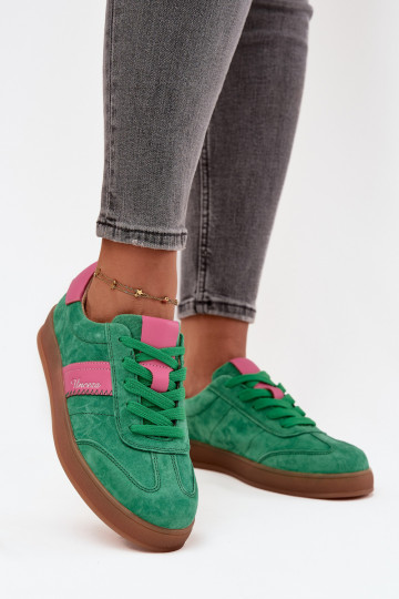 Zapatillas verdes de ante para mujer Vinceza 79576 2