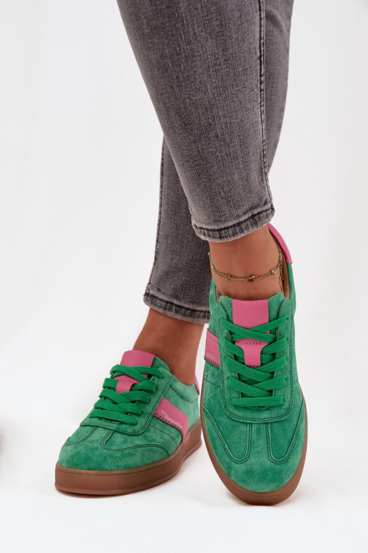 Zapatillas verdes de ante para mujer Vinceza 79576