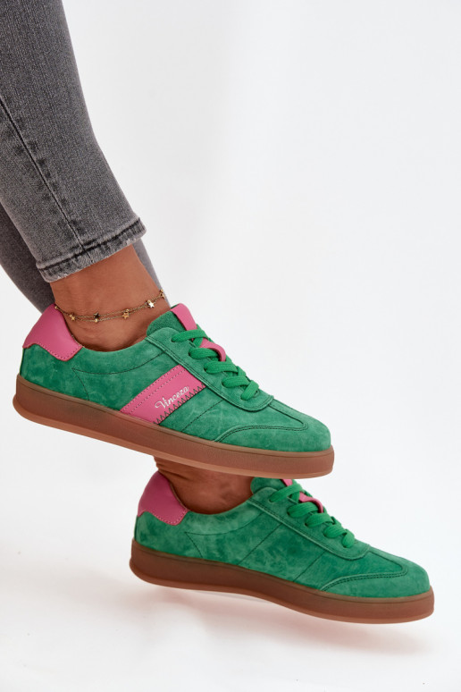Zapatillas verdes de ante para mujer Vinceza 79576
