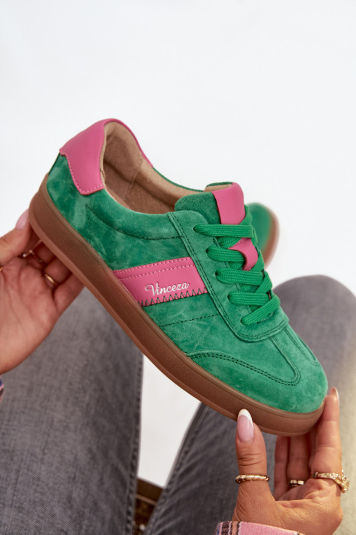 Zapatillas verdes de ante para mujer Vinceza 79576