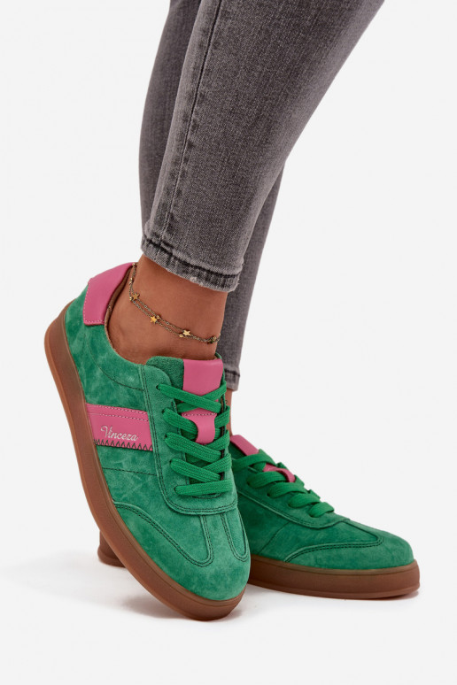 Zapatillas verdes de ante para mujer Vinceza 79576