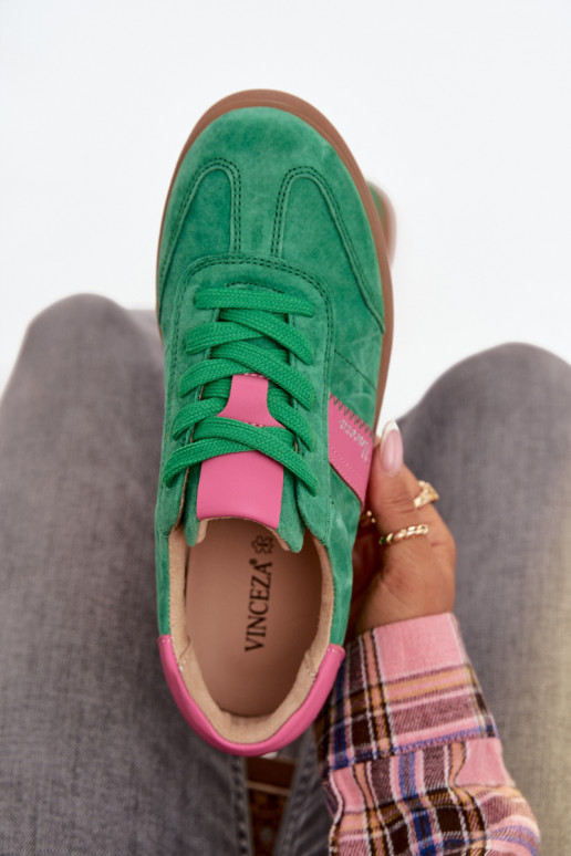 Zapatillas verdes de ante para mujer Vinceza 79576