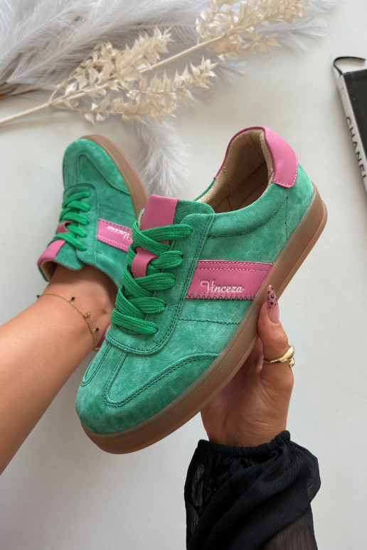 Zapatillas verdes de ante para mujer Vinceza 79576