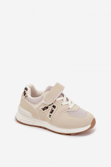 Zapatillas infantiles beiges con cierres de velcro Galisse 2