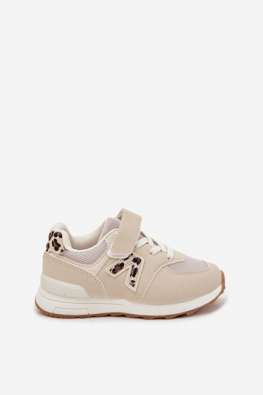 Zapatillas infantiles beiges con cierres de velcro Galisse
