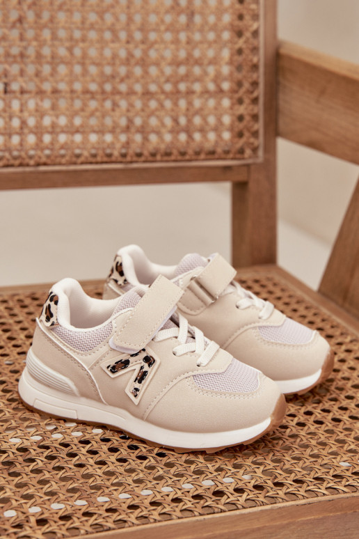 Zapatillas infantiles beiges con cierres de velcro Galisse