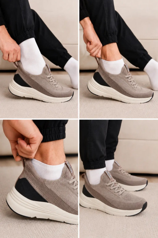 Zapatos deportivos para hombre tipo slip-on con plataforma Kobbo 102421 color arena