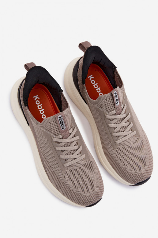 Zapatos deportivos para hombre tipo slip-on con plataforma Kobbo 102421 color arena