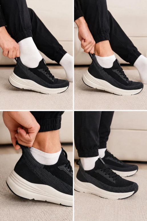 Zapatos deportivos para hombre tipo slip-on con plataforma Kobbo 102421 color negro