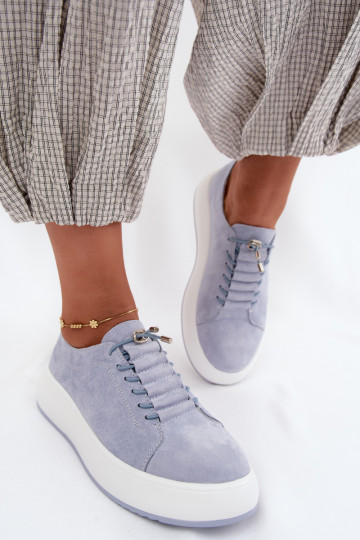 Zapatillas de plataforma azules de ante sintético Blushy