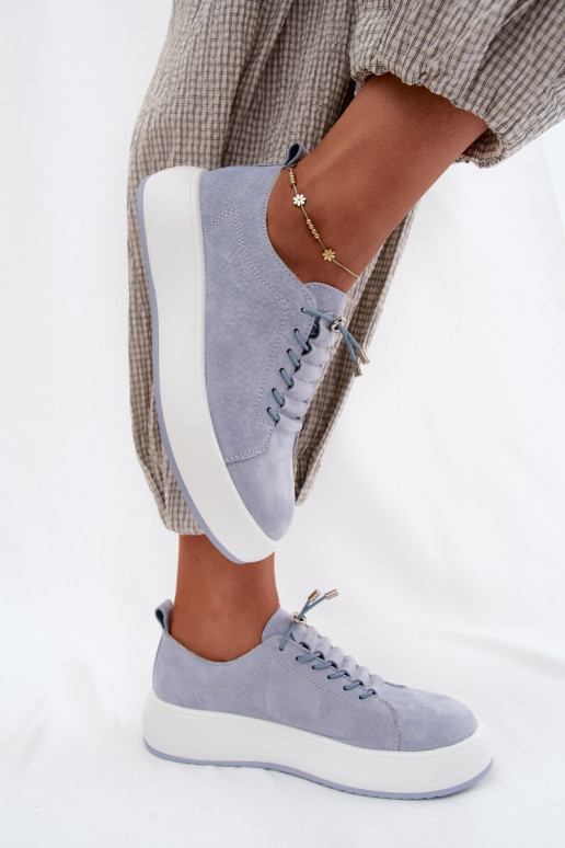 Zapatillas de plataforma azules de ante sintético Blushy