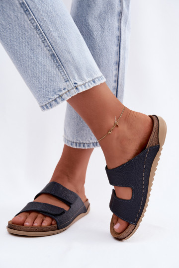 Zapatillas de cuero Femenino Inblu AA0005GU azul oscuro