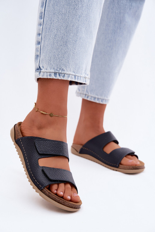 Zapatillas de cuero Femenino Inblu AA0005GU azul oscuro