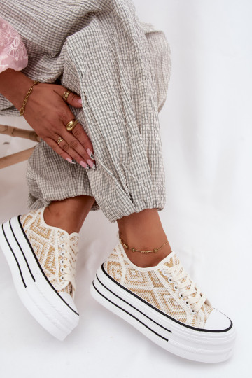 Bajo Zapatos de ocio con una plataforma Blanco-color dorado Medina