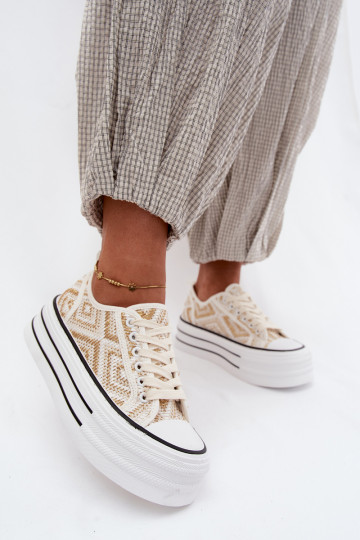 Bajo Zapatos de ocio con una plataforma Blanco-color dorado Medina 2