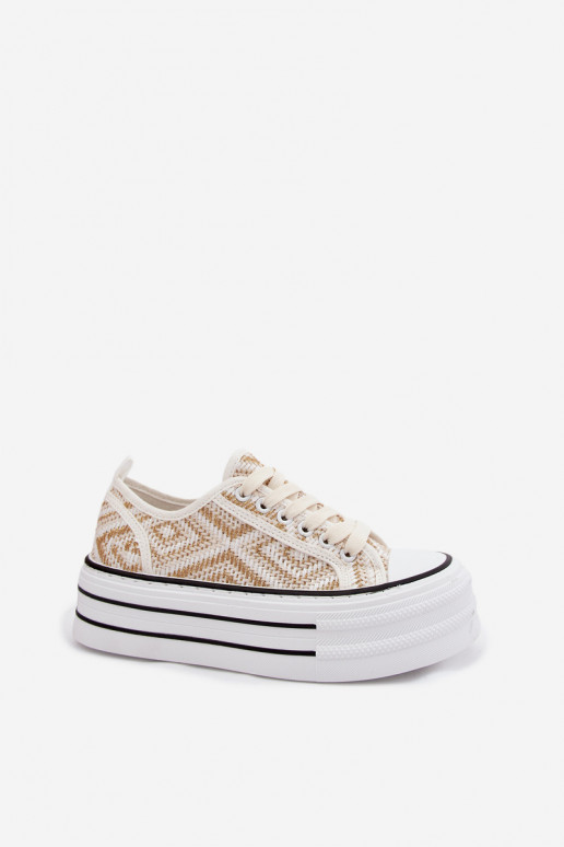 Bajo Zapatos de ocio con una plataforma Blanco-color dorado Medina