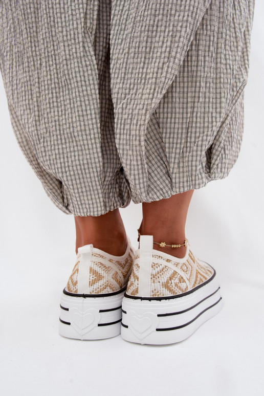 Bajo Zapatos de ocio con una plataforma Blanco-color dorado Medina