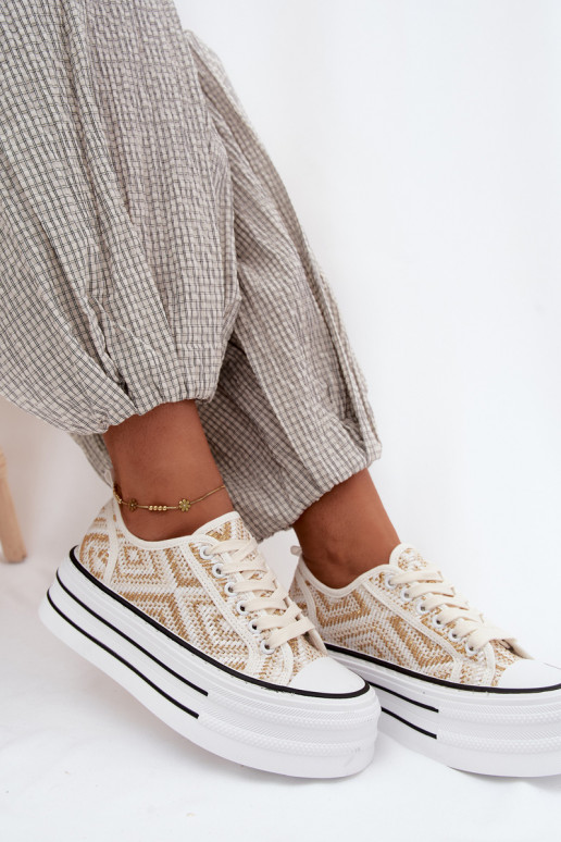 Bajo Zapatos de ocio con una plataforma Blanco-color dorado Medina