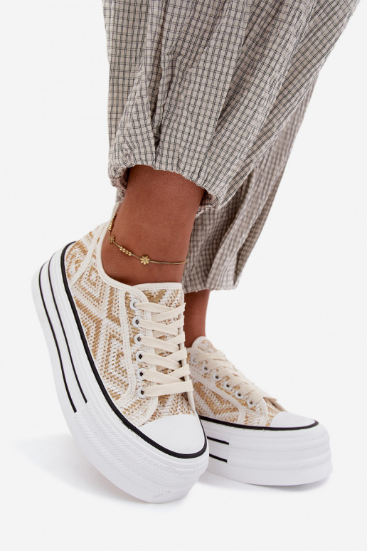Bajo Zapatos de ocio con una plataforma Blanco-color dorado Medina