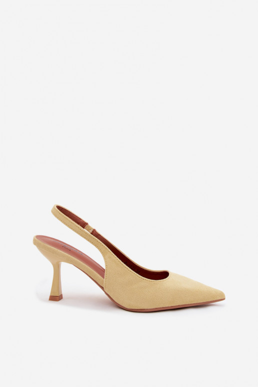 Sandalias amarillas de mujer con tacones finos de ante sintético Saria