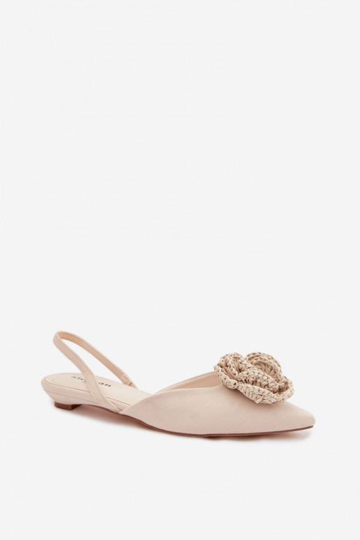 Sandalias de mujer con decoración en ante color marfil Gardenia