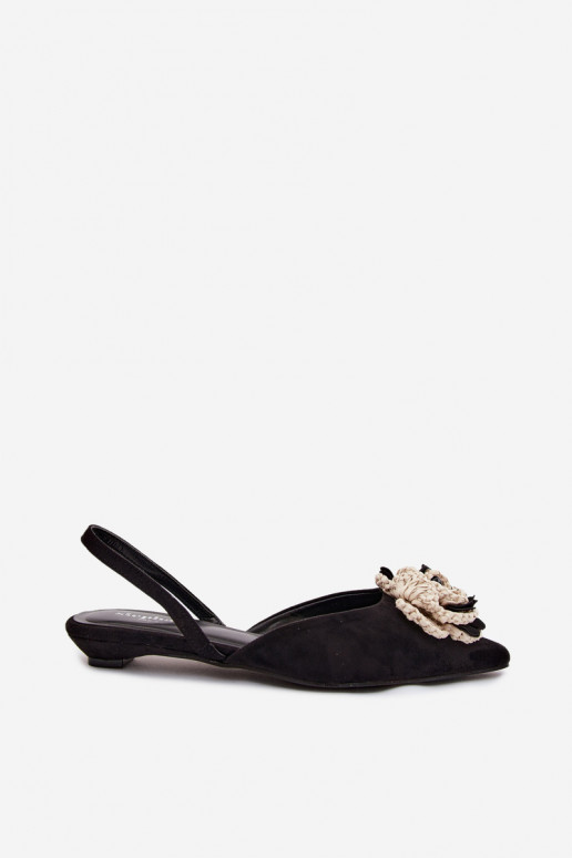 Sandalias de mujer con decoración en ante negro Gardenia