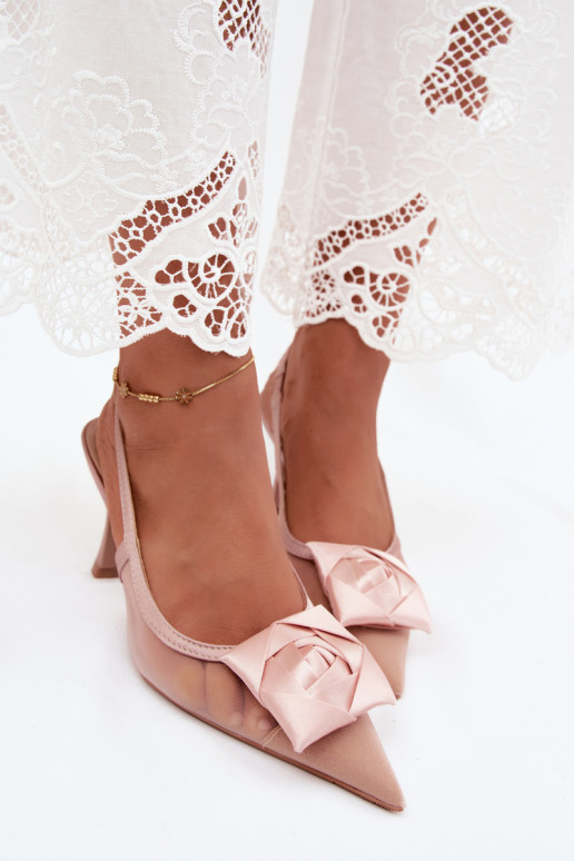 red sandalias con adornos con tacones Typu Klepsydra Szampańskie Jasmina