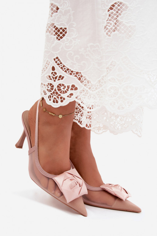 red sandalias con adornos con tacones Typu Klepsydra Szampańskie Jasmina