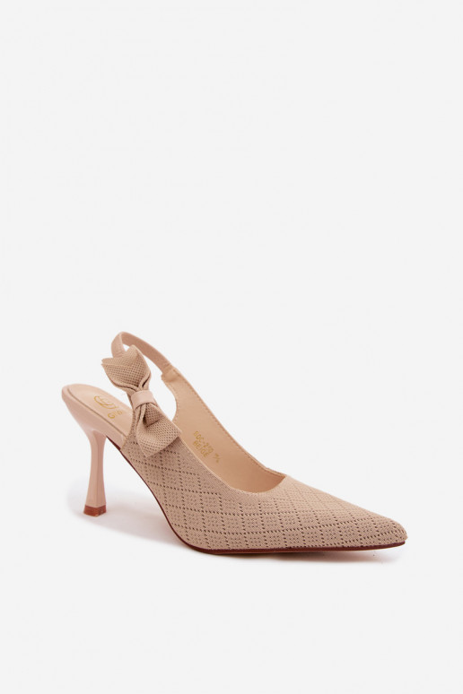 Sandalias con tacones delgados y lazos en color arena Cosma
