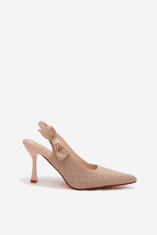 Sandalias con tacones delgados y lazos en color arena Cosma