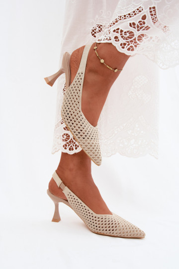 con elementos calados  Sandalias de tacón Typu Klepsydra beige Cherryla