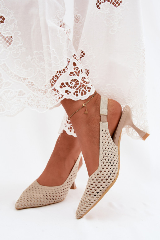 con elementos calados  Sandalias de tacón Typu Klepsydra beige Cherryla