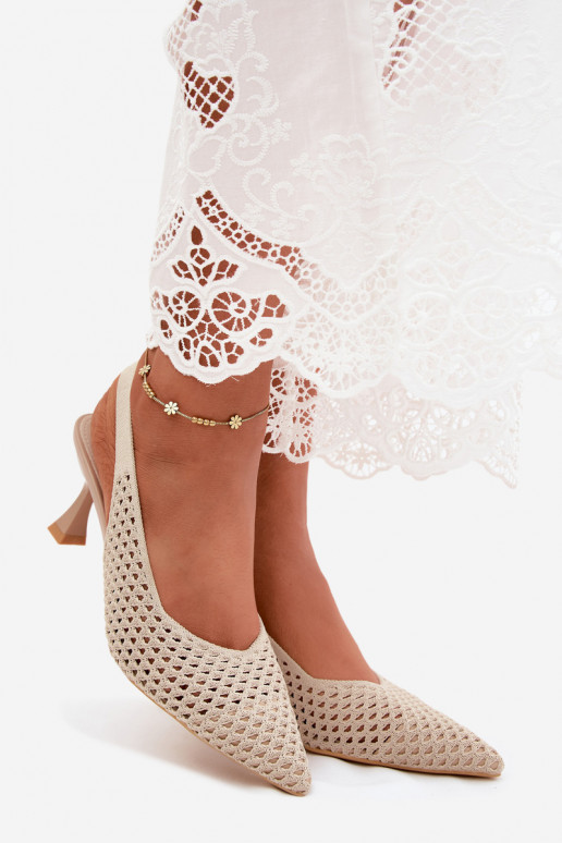 con elementos calados  Sandalias de tacón Typu Klepsydra beige Cherryla
