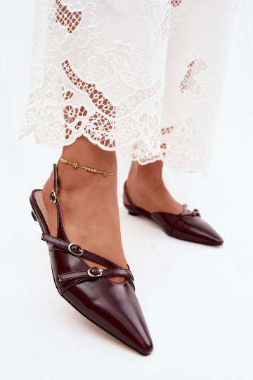 Sandalias de mujer con rayas Imitacja Skóry borgoña Glamira